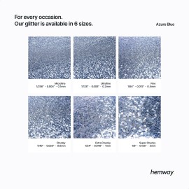 Hemway Premium Ultra Sparkle Glitter Multi Purpose Metallic Flake for Arts Crafts Nails Cosmetics Resin Festival Face Hair - Azure Blue - Fine (1/64 0.015 0.4mm) 100g / 3.5oz Hemway Premium Ultra Sparkle Glitter Multi Purpose Metallic Flake for Arts Crafts Nails Cosmetics Resin Festival Face Hair - Azure Blue - Fine (1/64 0.015 0.4mm) 100g / 3.5oz