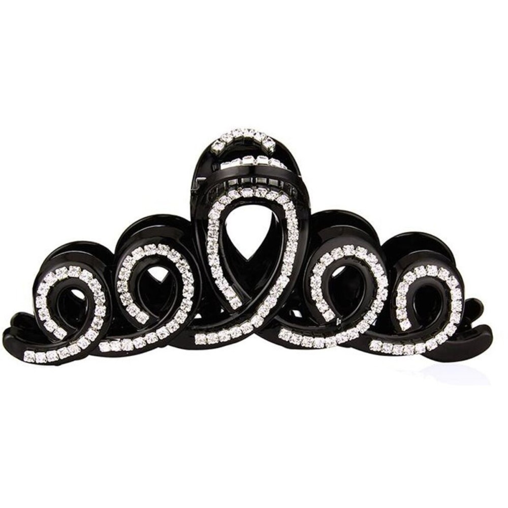Suoirblss Woman Girls Large Fancy Rhinestone Hair Accessories Side-Knotted Clip Hairpin Hair Claw Barrettes for Thick Hair (Black)