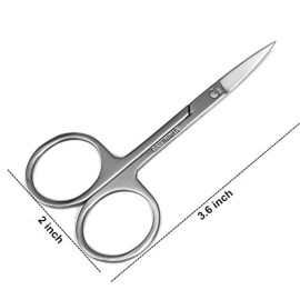 Small Eyebrow Scissors All Purpose - FEITA Mini Women\'s Grooming Metal Steel Curved Cutting Scissors for Brow, Lash, Nose hair, Mustache, Nail, Craft