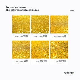 Hemway Premium Ultra Sparkle Glitter Multi Purpose Metallic Flake for Arts Crafts Nails Cosmetics Resin Festival Face Hair - Gold - Extra Chunky (1/24 0.040 1mm) 100g / 3.5oz Hemway Premium Ultra Sparkle Glitter Multi Purpose Metallic Flake for Arts Crafts Nails Cosmetics Resin Festival Face Hair - Gold - Extra Chunky (1/24 0.040 1mm) 100g / 3.5oz