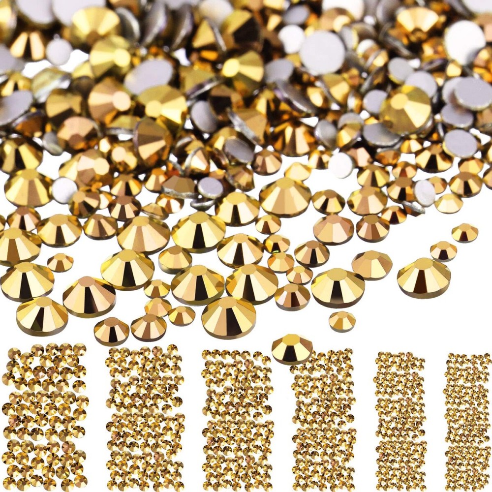 Bememo 3456 Pcs Crystals Diamond Rhinestones AB Clear Flat Back Round Gems Flatback Glass Mixed Size Crystals Gems for Crafts Clothes Shoes Makeup Bags Decor, 6 Sizes(Mine Gold) Bememo 3456 Pcs Crystals Diamond Rhinestones AB Clear Flat Back Round Gems Flatback Glass Mixed Size Crystals Gems for Crafts Clothes Shoes Makeup Bags Decor, 6 Sizes(Mine Gold)