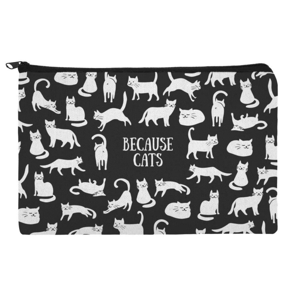 Because Cats Funny Kitties Lounging Around Makeup Cosmetic Bag Organizer Pouch