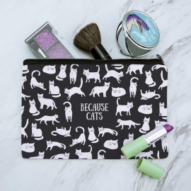 Because Cats Funny Kitties Lounging Around Makeup Cosmetic Bag Organizer Pouch