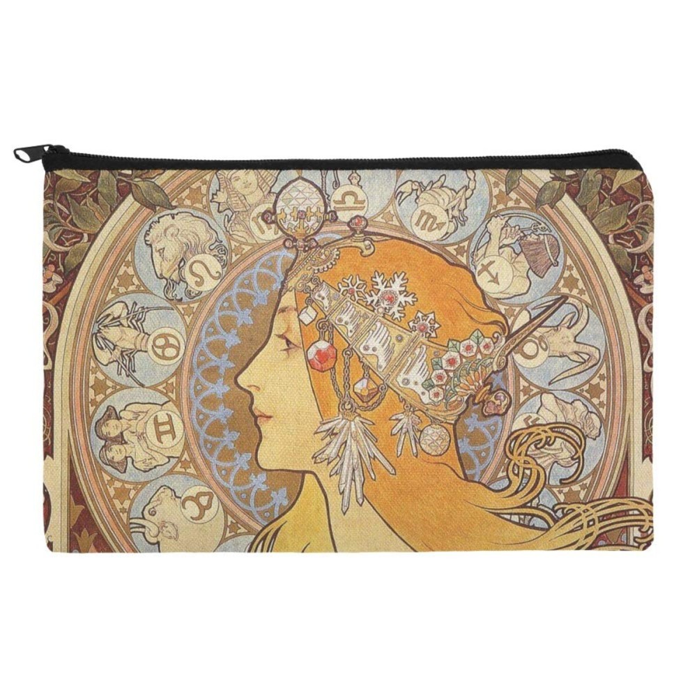 GRAPHICS & MORE Zodiac Alphonse Mucha Art Nouveau Multicolor Cosmetic Bag, 8 x 5.5 x 5.5, Zipper Closure, Perfect for Travel, Women (All Ages)