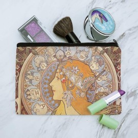 GRAPHICS & MORE Zodiac Alphonse Mucha Art Nouveau Multicolor Cosmetic Bag, 8 x 5.5 x 5.5, Zipper Closure, Perfect for Travel, Women (All Ages)