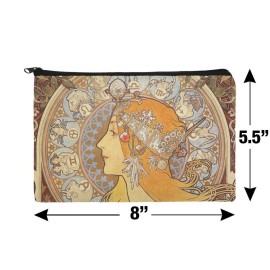 GRAPHICS & MORE Zodiac Alphonse Mucha Art Nouveau Multicolor Cosmetic Bag, 8 x 5.5 x 5.5, Zipper Closure, Perfect for Travel, Women (All Ages)