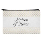 Matron of Honor Wedding Elegant Polka Dots Makeup Cosmetic Bag Organizer Pouch