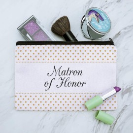 Matron of Honor Wedding Elegant Polka Dots Makeup Cosmetic Bag Organizer Pouch