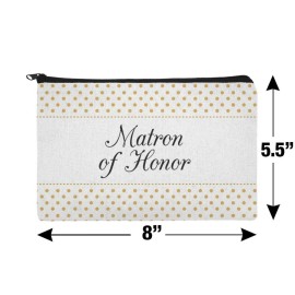 Matron of Honor Wedding Elegant Polka Dots Makeup Cosmetic Bag Organizer Pouch