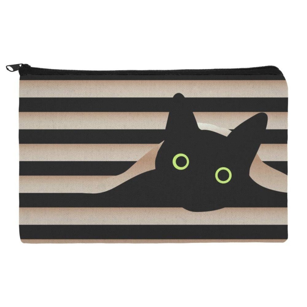 Black Cat In Window Makeup Cosmetic Bag Organizer Pouch