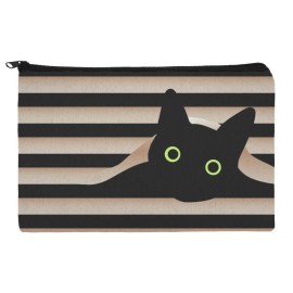 Black Cat In Window Makeup Cosmetic Bag Organizer Pouch