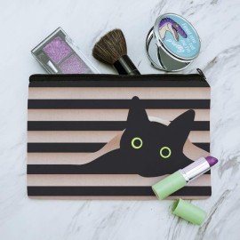 Black Cat In Window Makeup Cosmetic Bag Organizer Pouch