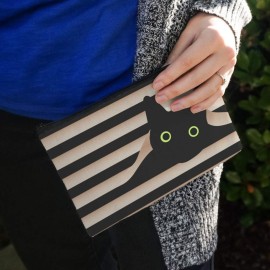 Black Cat In Window Makeup Cosmetic Bag Organizer Pouch