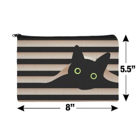 Black Cat In Window Makeup Cosmetic Bag Organizer Pouch