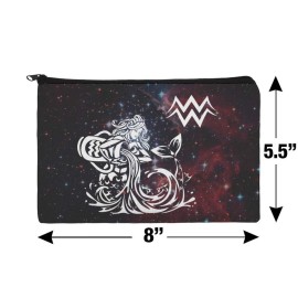 Aquarius Water-Bearer Zodiac Sign Horoscope in Space Makeup Cosmetic Bag Organizer Pouch