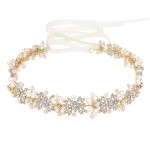 Oriamour Bridal Headpieces Flower Design Wedding Headband Bridal Hair Accessories (Gold)