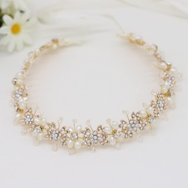 Oriamour Bridal Headpieces Flower Design Wedding Headband Bridal Hair Accessories (Gold) Oriamour Bridal Headpieces Flower Design Wedding Headband Bridal Hair Accessories (Gold)