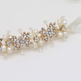Oriamour Bridal Headpieces Flower Design Wedding Headband Bridal Hair Accessories (Gold) Oriamour Bridal Headpieces Flower Design Wedding Headband Bridal Hair Accessories (Gold)