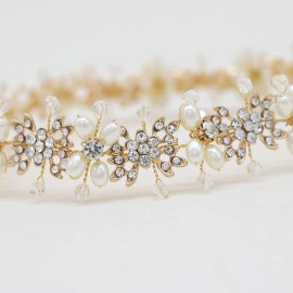 Oriamour Bridal Headpieces Flower Design Wedding Headband Bridal Hair Accessories (Gold) Oriamour Bridal Headpieces Flower Design Wedding Headband Bridal Hair Accessories (Gold)