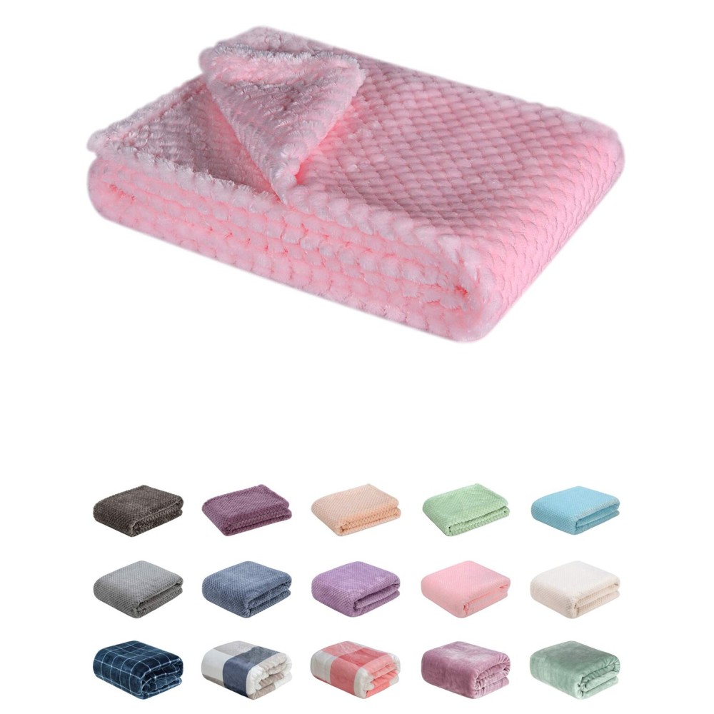 Fuzzy Blanket or Fluffy Blanket for Baby, Soft Warm Cozy Coral Fleece Toddler, Infant or Newborn Receiving Blanket for Crib, Stroller, Travel, Decorative (28Wx40L, XS-Baby Pink)