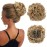 Benehair Messy Bun Hair Piece with Combs Clip in Bun Scrunchie Juva Bun Dish Fluffy Wavy Hair Updo Easy Stretch Big Chignon Short Ponytail Hairpiece for Women Light Ash Brown to Bleach Blonde 90g