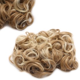 Benehair Messy Bun Hair Piece with Combs Clip in Bun Scrunchie Juva Bun Dish Fluffy Wavy Hair Updo Easy Stretch Big Chignon Short Ponytail Hairpiece for Women Light Ash Brown to Bleach Blonde 90g