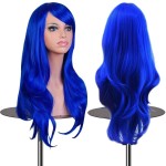 ANESHE Wigs 28 Long Wavy Hair Heat Resistant Cosplay Wig for Women (Blue)