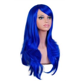 ANESHE Wigs 28 Long Wavy Hair Heat Resistant Cosplay Wig for Women (Blue)