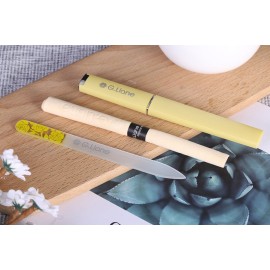 G.Liane Glass Nail File in Case-Shape and Smooth Nail File Tool Best for Gentle & Safe Nail Care Kit for Beautiful Fingernails(Rose Yellow)