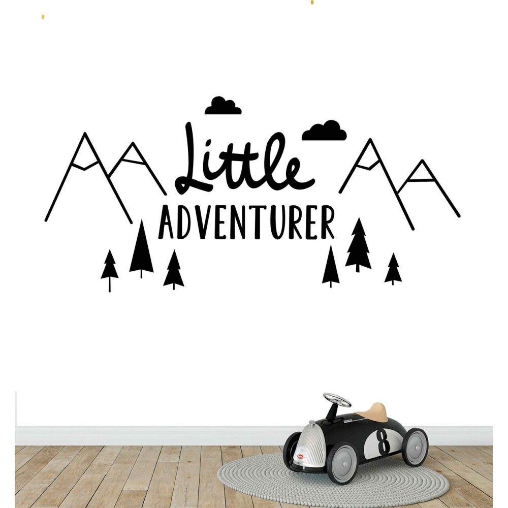 DXLING 85X40cm Little Adventurer Home Wall Decal Sticker Adesivo de Parede Vinyl Wall Stickers for Kids Room Baby Room Nursery Wallpaper YA374 (Black)