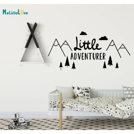 DXLING 85X40cm Little Adventurer Home Wall Decal Sticker Adesivo de Parede Vinyl Wall Stickers for Kids Room Baby Room Nursery Wallpaper YA374 (Black)