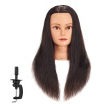 Traininghead 20-22\'\' Female Mannequin Head 100% Human Hair Hairdresser Training Practice Head Cosmetology Manikin Head Doll Head with Clamp Stand (1711-16\'\')