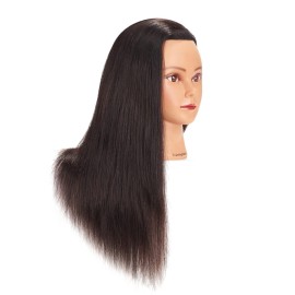Traininghead 20-22\'\' Female Mannequin Head 100% Human Hair Hairdresser Training Practice Head Cosmetology Manikin Head Doll Head with Clamp Stand (1711-16\'\')