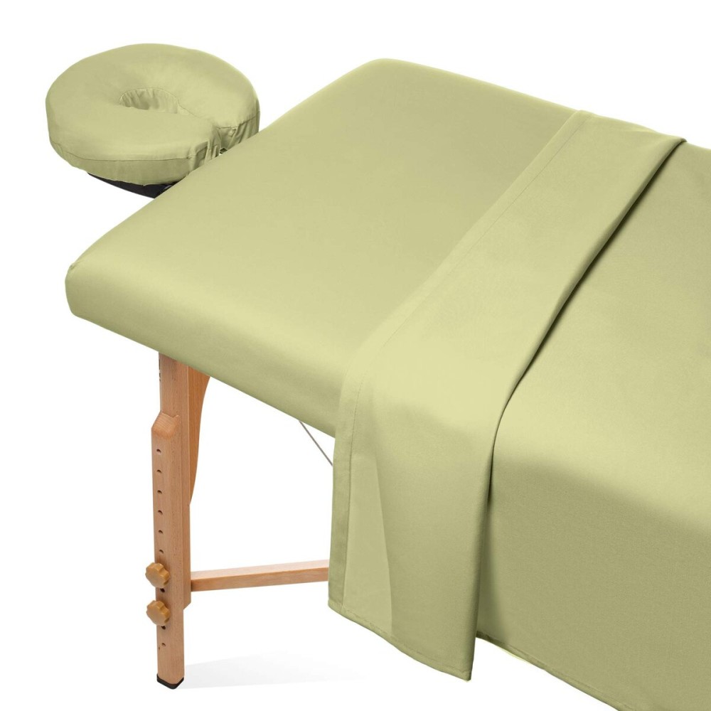 Saloniture 3-Piece Microfiber Massage Table Sheet Set - Premium Facial Bed Cover - Includes Flat and Fitted Sheets with Face Cradle Cover - Sage Green Saloniture 3-Piece Microfiber Massage Table Sheet Set - Premium Facial Bed Cover - Includes Flat and Fitted Sheets with Face Cradle Cover - Sage Green