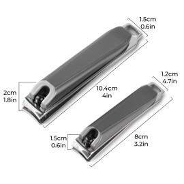 H&S Stainless Steel Nail Cutter Set for Men & Women - Set of 2 - Premium Nail Clippers with Built-in Filer and Catcher - Toe Nail Clipper with Curved Shaped and A Carry Sack H&S Stainless Steel Nail Cutter Set for Men & Women - Set of 2 - Premium Nail Clippers with Built-in Filer and Catcher - Toe Nail Clipper with Curved Shaped and A Carry Sack