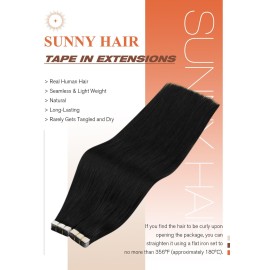 Sunny Hair Tape in Hair Extensions Real Human Hair Invisible Remy Hair Extensions Tape ins for Women Natural Black 20 inch 20Pcs 50G Sunny Hair Tape in Hair Extensions Real Human Hair Invisible Remy Hair Extensions Tape ins for Women Natural Black 20 inch 20Pcs 50G