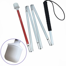 Aluminum Mobility Folding White Cane for Vision Impaired and Blind People (Folds Down 6 Sections) (120 cm (47.2 inch), Black Handle)