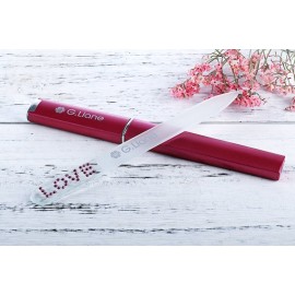 G.Liane Glass Manicure File With Austria Crystals Shape And Smooth Nail File Tool With Case Best For Gentle & Safe Nail Care Kit For Beautiful Fingernails(Pink Love)