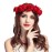 June Bloomy Rose Floral Crown Garland Flower Headband Headpiece for Wedding Festival (Velvet Red)