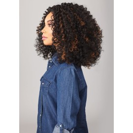 Sensationnel Curls Kinksandco Lace Wig - The Show Stopper Wide Lace Part Wig with Natural Preplucked Hairline for Natural 3C to 4C Hair Textures (1B OFFBLACK)