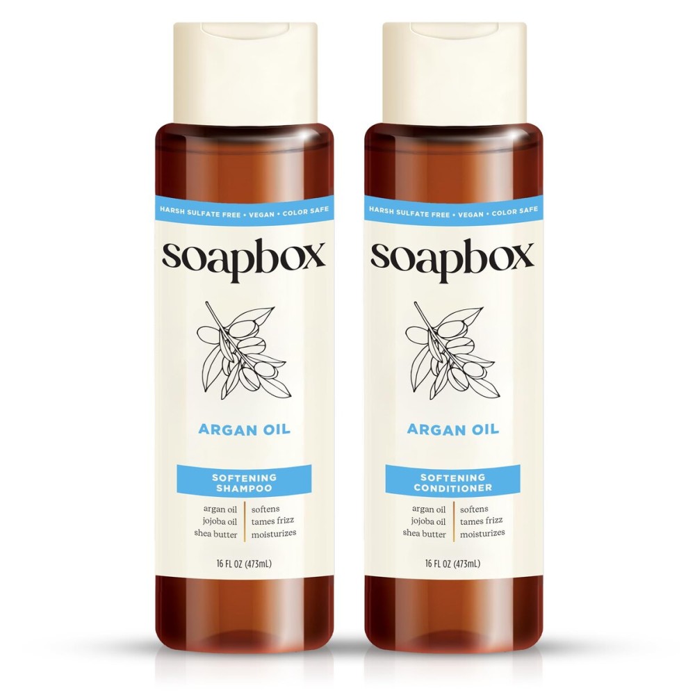 Soapbox Argan Shampoo & Conditioner Set, Volumizing, Vegan, Color Safe, Harsh Sulfate & Silicone Free, 16oz each (Pack of 2) Soapbox Argan Shampoo & Conditioner Set, Volumizing, Vegan, Color Safe, Harsh Sulfate & Silicone Free, 16oz each (Pack of 2)
