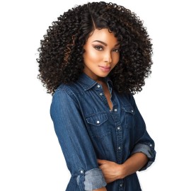Sensationnel Curls Kinksandco Lace Wig - The Show Stopper Wide Lace Part Wig with Natural Preplucked Hairline for Natural 3C to 4C Hair Textures (1 JETBLACK)