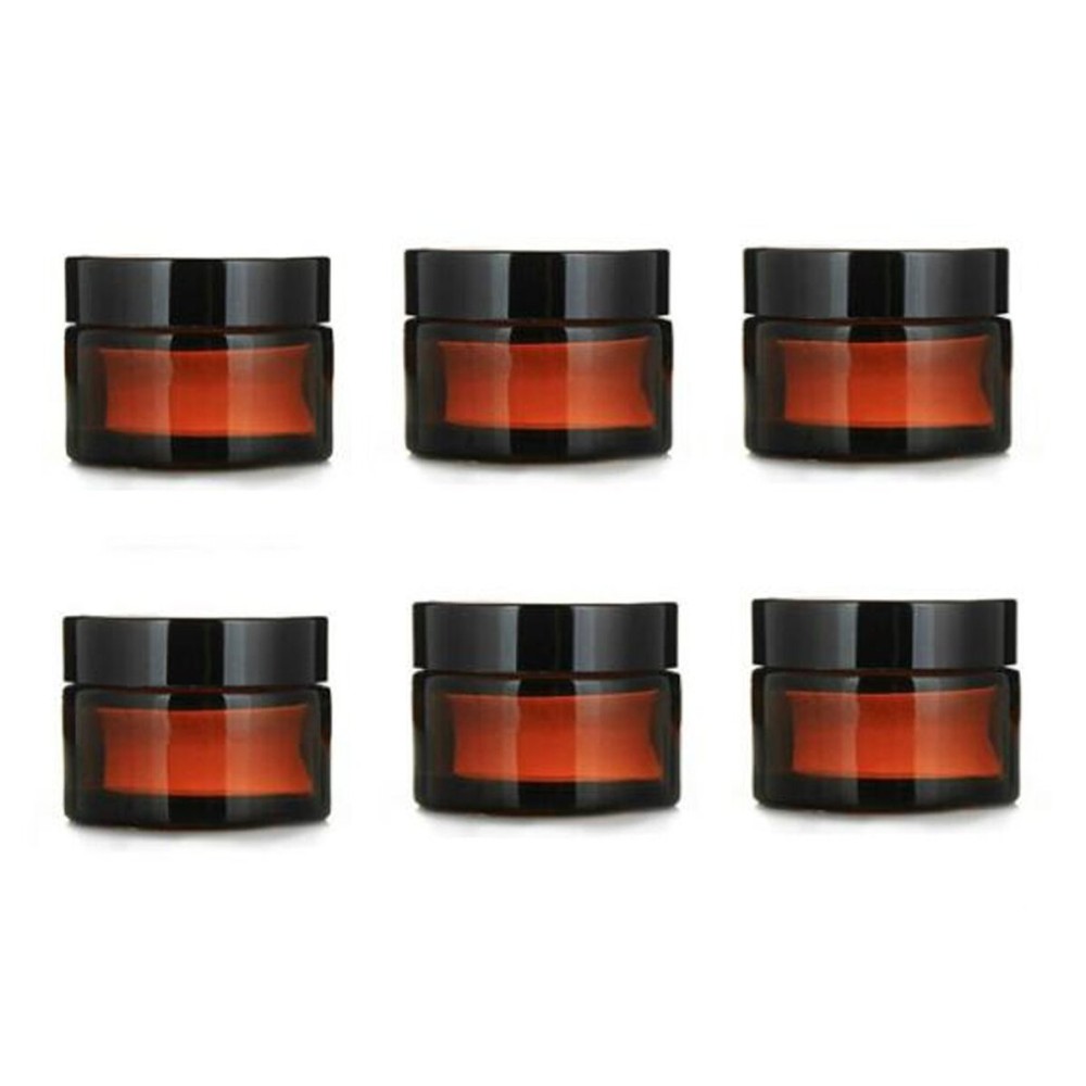 6PCS 10ml Amber Glass Jar Empty Refillable Cosmetic Face Cream Lip Balm Storage Jars Bottle Container Pot with Liners and Screw Black Lid for Make up Essential Oils Lotion 6PCS 10ml Amber Glass Jar Empty Refillable Cosmetic Face Cream Lip Balm Storage Jars Bottle Container Pot with Liners and Screw Black Lid for Make up Essential Oils Lotion