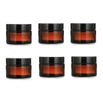 6PCS 10ml Amber Glass Jar Empty Refillable Cosmetic Face Cream Lip Balm Storage Jars Bottle Container Pot with Liners and Screw Black Lid for Make up Essential Oils Lotion