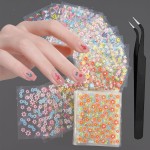 WOKOTO 50Pcs Self-Adhesive 3D Flower Nail Stickers Flower Nail Decals for Women Girls Kids Nail Art Floral Sticker Sheets with Tweezers