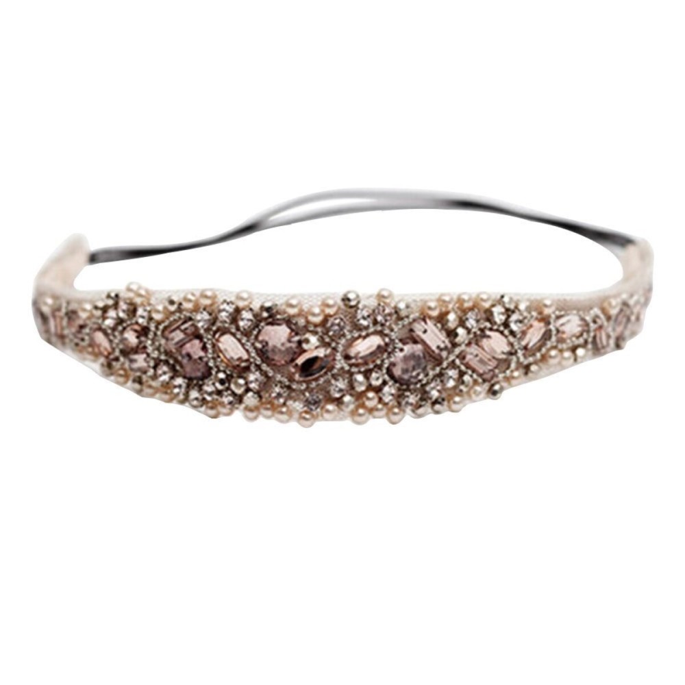 Tvoip Handmade Rhinestone Crystal Bohemia Stylish Crystal Beaded Elastic Fashion Headband (Pack of 1)