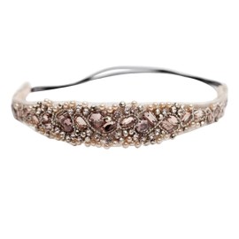 Tvoip Handmade Rhinestone Crystal Bohemia Stylish Crystal Beaded Elastic Fashion Headband (Pack of 1)