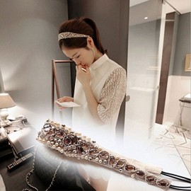 Tvoip Handmade Rhinestone Crystal Bohemia Stylish Crystal Beaded Elastic Fashion Headband (Pack of 1)