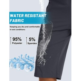 MAGCOMSEN Men Hiking Shorts Outdoor Quick Dry Knee Length 3/4 Gym Drawstring Training Running Workout Long Shorts Grey, 34