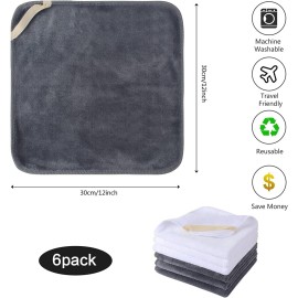 SINLAND Microfiber Facial Cloths Fast Drying Washcloth 12inch x 12inch Grey 3pack + White 3pack SINLAND Microfiber Facial Cloths Fast Drying Washcloth 12inch x 12inch Grey 3pack + White 3pack